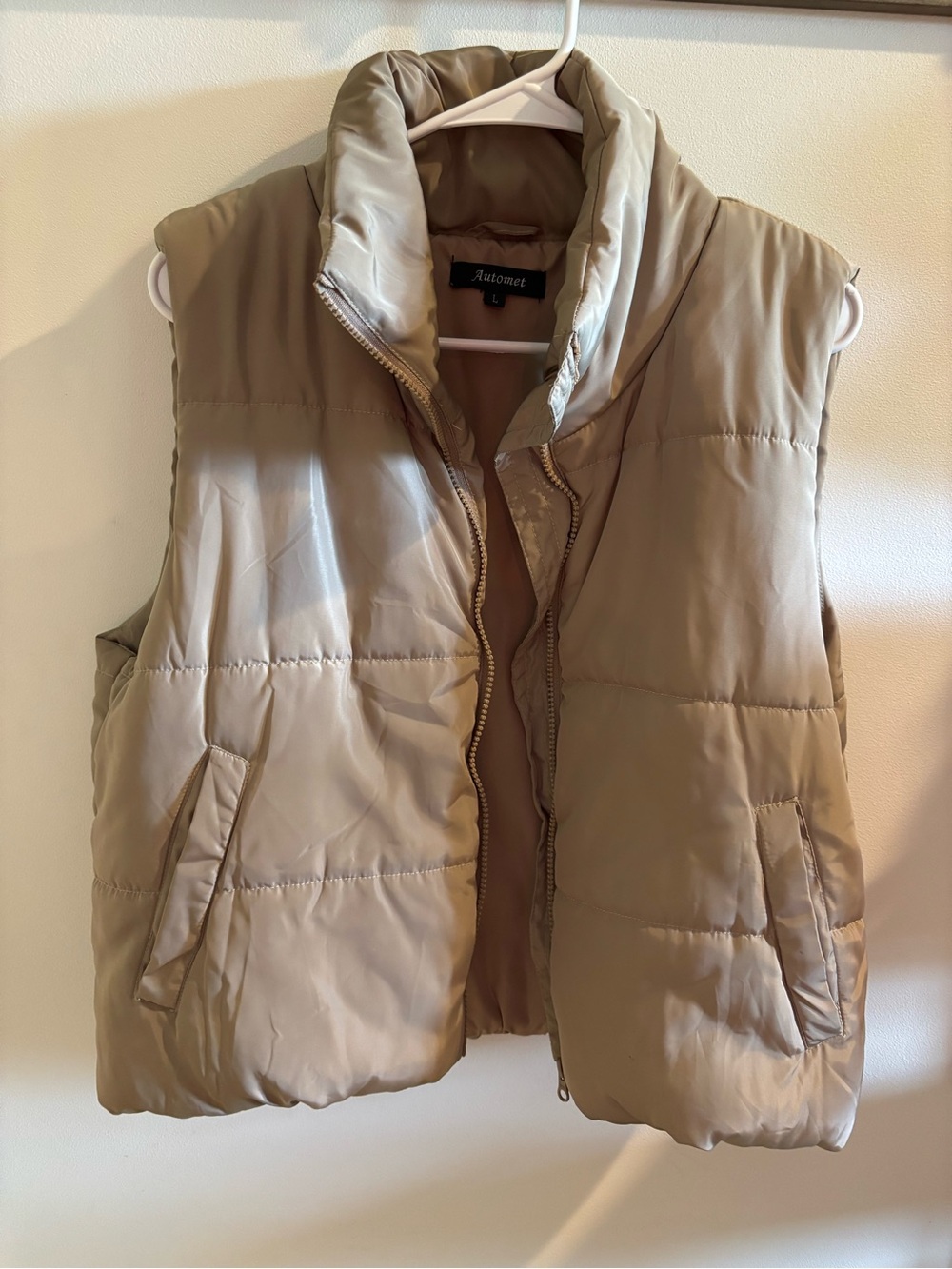 Auden Quilted Puffer Vest - Neutral Taupe